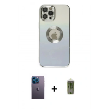 MARSİLYAN™- iPhone 12 Pro Max Kılıf Kutup Yansıma Özel Seri - Siyah Joko Magic 5D Hayalet Cam + Neon Fosforlu Kamera Lens - MI