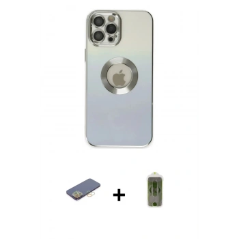 MARSİLYAN™- iPhone 12 Pro Max Kılıf Kutup Yansıma Özel Seri - Siyah Joko Magic 5D Hayalet Cam + Renkli Kamera Lens Koruma Cam - SI