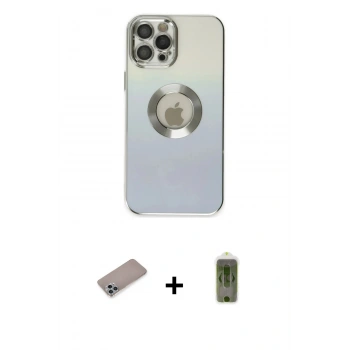 MARSİLYAN™- iPhone 12 Pro Max Kılıf Kutup Yansıma Özel Seri - Siyah Joko Magic 5D Hayalet Cam + Shine Kamera Lens Koruma Cam - SABE