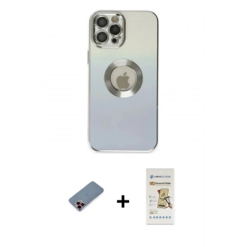 MARSİLYAN™- iPhone 12 Pro Max Kılıf Kutup Yansıma Özel Seri - Siyah Mat Seramik Nano Ekran Koruyucu + Metal Kamera Lens Koruma Cam - KI