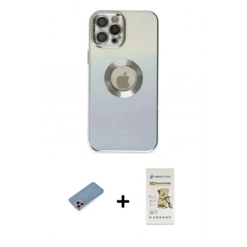 MARSİLYAN™- iPhone 12 Pro Max Kılıf Kutup Yansıma Özel Seri - Siyah Mat Seramik Nano Ekran Koruyucu + Shine Kamera Lens Koruma Cam - PE