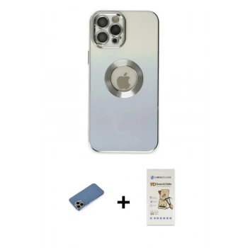 MARSİLYAN™- iPhone 12 Pro Max Kılıf Kutup Yansıma Özel Seri - Siyah Mat Seramik Nano Ekran Koruyucu + Shine Kamera Lens Koruma Cam - GD