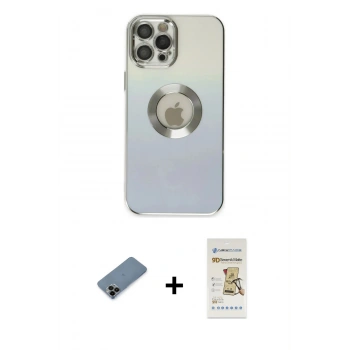 MARSİLYAN™- iPhone 12 Pro Max Kılıf Kutup Yansıma Özel Seri - Siyah Mat Seramik Nano Ekran Koruyucu + Shine Kamera Lens Koruma Cam - SH
