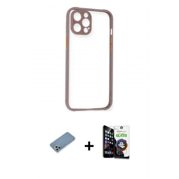 MARSİLYAN™- iPhone 12 Pro Max Kılıf Nova Asil Özel Seri - Şeffaf Temperli Cam Ekran Koruyucu + Shine Kamera Lens Koruma Cam - GS