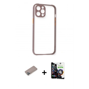 MARSİLYAN™- iPhone 12 Pro Max Kılıf Nova Asil Özel Seri - Şeffaf Temperli Cam Ekran Koruyucu + Shine Kamera Lens Koruma Cam - SABE