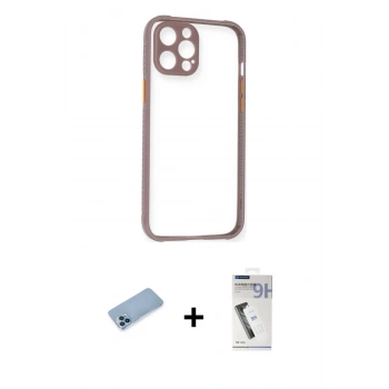 MARSİLYAN™- iPhone 12 Pro Max Kılıf Nova Asil Özel Seri - Şeffaf Uv Polymer Nano Ekran Koruyucu + Shine Kamera Lens Koruma Cam - MI