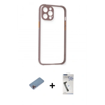 MARSİLYAN™- iPhone 12 Pro Max Kılıf Nova Asil Özel Seri - Şeffaf Uv Polymer Nano Ekran Koruyucu + Shine Kamera Lens Koruma Cam - PE