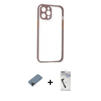 MARSİLYAN™- iPhone 12 Pro Max Kılıf Nova Asil Özel Seri - Şeffaf Uv Polymer Nano Ekran Koruyucu + Shine Kamera Lens Koruma Cam - SH