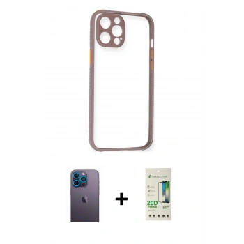MARSİLYAN™- iPhone 12 Pro Max Kılıf Nova Asil Özel Seri - Siyah 20D Premium Cam Ekran Koruyucu + Neon Fosforlu Kamera Lens - MI