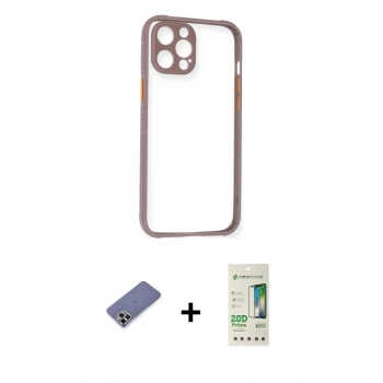 MARSİLYAN™- iPhone 12 Pro Max Kılıf Nova Asil Özel Seri - Siyah 20D Premium Cam Ekran Koruyucu + Metal Kamera Lens Koruma Cam - GD