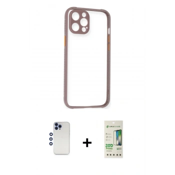 MARSİLYAN™- iPhone 12 Pro Max Kılıf Nova Asil Özel Seri - Siyah 20D Premium Cam Ekran Koruyucu + Shine Kamera Lens - LT