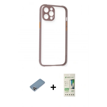 MARSİLYAN™- iPhone 12 Pro Max Kılıf Nova Asil Özel Seri - Siyah 20D Premium Cam Ekran Koruyucu + Shine Kamera Lens Koruma Cam - GI