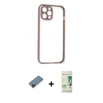 MARSİLYAN™- iPhone 12 Pro Max Kılıf Nova Asil Özel Seri - Siyah 20D Premium Cam Ekran Koruyucu + Shine Kamera Lens Koruma Cam - SH