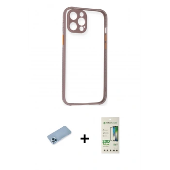 MARSİLYAN™- iPhone 12 Pro Max Kılıf Nova Asil Özel Seri - Siyah 20D Premium Cam Ekran Koruyucu + Shine Kamera Lens Koruma Cam - MI