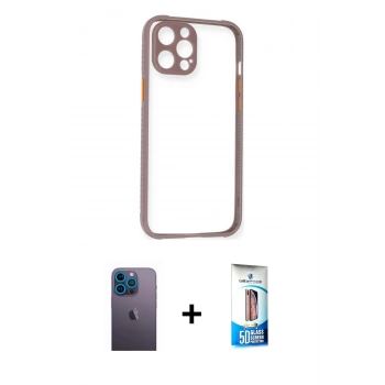 MARSİLYAN™- iPhone 12 Pro Max Kılıf Nova Asil Özel Seri - Siyah 5D Eko Cam Ekran Koruyucu + Neon Fosforlu Kamera Lens - MI