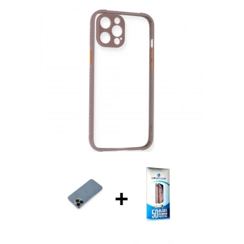 MARSİLYAN™- iPhone 12 Pro Max Kılıf Nova Asil Özel Seri - Siyah 5D Eko Cam Ekran Koruyucu + Shine Kamera Lens Koruma Cam - SH