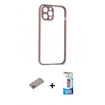 MARSİLYAN™- iPhone 12 Pro Max Kılıf Nova Asil Özel Seri - Siyah 5D Eko Cam Ekran Koruyucu + Shine Kamera Lens Koruma Cam - SABE