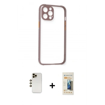 MARSİLYAN™- iPhone 12 Pro Max Kılıf Nova Asil Özel Seri - Siyah 6D Mat Seramik Hayalet Nano Ekran Koruyucu + Shine Kamera Lens - GD