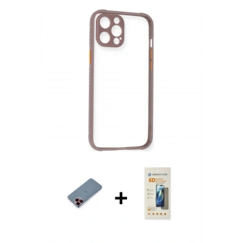 MARSİLYAN™- iPhone 12 Pro Max Kılıf Nova Asil Özel Seri - Siyah 6D Mat Seramik Hayalet Nano Ekran Koruyucu + Metal Kamera Lens Koruma Cam - KI