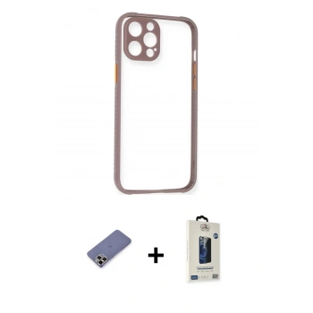 MARSİLYAN™- iPhone 12 Pro Max Kılıf Nova Asil Özel Seri - Siyah Bilvis Hayalet Cam Ekran Koruyucu + Metal Kamera Lens Koruma Cam - GD