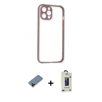 MARSİLYAN™- iPhone 12 Pro Max Kılıf Nova Asil Özel Seri - Siyah Bilvis Hayalet Cam Ekran Koruyucu + Shine Kamera Lens Koruma Cam - SH