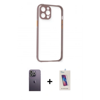 MARSİLYAN™- iPhone 12 Pro Max Kılıf Nova Asil Özel Seri - Siyah Joko 5D Cam + Neon Fosforlu Kamera Lens - BZ