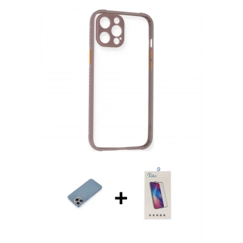MARSİLYAN™- iPhone 12 Pro Max Kılıf Nova Asil Özel Seri - Siyah Joko 5D Cam + Shine Kamera Lens Koruma Cam - GI