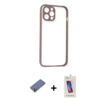 MARSİLYAN™- iPhone 12 Pro Max Kılıf Nova Asil Özel Seri - Siyah Joko 5D Cam + Metal Kamera Lens Koruma Cam - GD