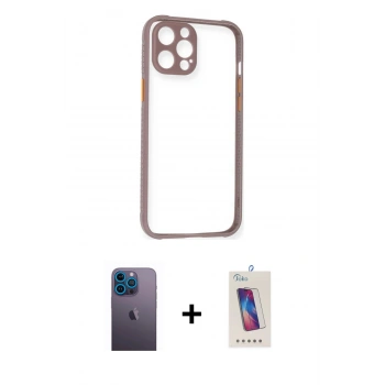 MARSİLYAN™- iPhone 12 Pro Max Kılıf Nova Asil Özel Seri - Siyah Joko 5D Cam + Neon Fosforlu Kamera Lens - MI