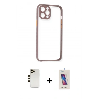 MARSİLYAN™- iPhone 12 Pro Max Kılıf Nova Asil Özel Seri - Siyah Joko 5D Cam + Shine Kamera Lens - GD