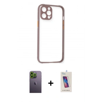 MARSİLYAN™- iPhone 12 Pro Max Kılıf Nova Asil Özel Seri - Siyah Joko 5D Cam + Neon Fosforlu Kamera Lens - YL
