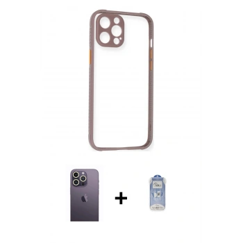 MARSİLYAN™- iPhone 12 Pro Max Kılıf Nova Asil Özel Seri - Siyah Joko Magic 5D Cam + Neon Fosforlu Kamera Lens - BZ