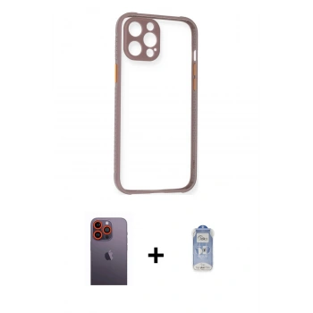 MARSİLYAN™- iPhone 12 Pro Max Kılıf Nova Asil Özel Seri - Siyah Joko Magic 5D Cam + Neon Fosforlu Kamera Lens - TU