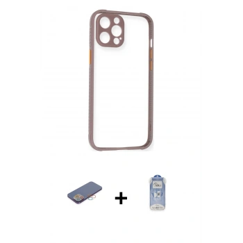 MARSİLYAN™- iPhone 12 Pro Max Kılıf Nova Asil Özel Seri - Siyah Joko Magic 5D Cam + Renkli Kamera Lens Koruma Cam - PE