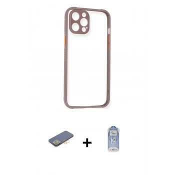 MARSİLYAN™- iPhone 12 Pro Max Kılıf Nova Asil Özel Seri - Siyah Joko Magic 5D Cam + Renkli Kamera Lens Koruma Cam - SI