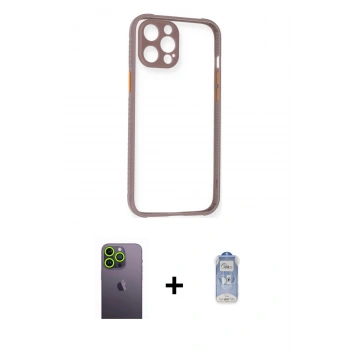 MARSİLYAN™- iPhone 12 Pro Max Kılıf Nova Asil Özel Seri - Siyah Joko Magic 5D Cam + Neon Fosforlu Kamera Lens - YL