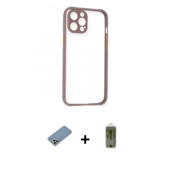 MARSİLYAN™- iPhone 12 Pro Max Kılıf Nova Asil Özel Seri - Siyah Joko Magic 5D Hayalet Cam + Shine Kamera Lens Koruma Cam - GI