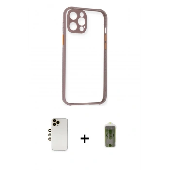 MARSİLYAN™- iPhone 12 Pro Max Kılıf Nova Asil Özel Seri - Siyah Joko Magic 5D Hayalet Cam + Shine Kamera Lens - GD