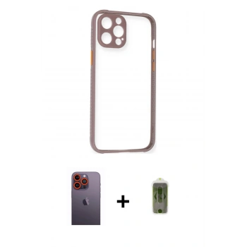 MARSİLYAN™- iPhone 12 Pro Max Kılıf Nova Asil Özel Seri - Siyah Joko Magic 5D Hayalet Cam + Neon Fosforlu Kamera Lens - TU