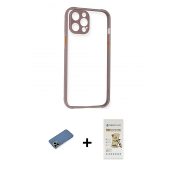 MARSİLYAN™- iPhone 12 Pro Max Kılıf Nova Asil Özel Seri - Siyah Mat Seramik Nano Ekran Koruyucu + Shine Kamera Lens Koruma Cam - GD