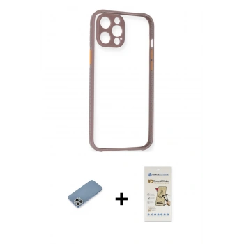 MARSİLYAN™- iPhone 12 Pro Max Kılıf Nova Asil Özel Seri - Siyah Mat Seramik Nano Ekran Koruyucu + Shine Kamera Lens Koruma Cam - GS