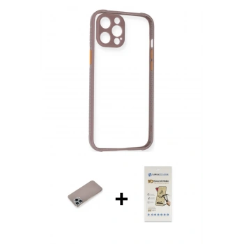 MARSİLYAN™- iPhone 12 Pro Max Kılıf Nova Asil Özel Seri - Siyah Mat Seramik Nano Ekran Koruyucu + Shine Kamera Lens Koruma Cam - SABE
