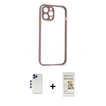 MARSİLYAN™- iPhone 12 Pro Max Kılıf Nova Asil Özel Seri - Siyah Mat Seramik Nano Ekran Koruyucu + Shine Kamera Lens - LT