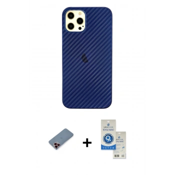 MARSİLYAN™- iPhone 12 Pro Max Kılıf Nova Çizgi - Şeffaf Royal Nano Ekran Koruyucu + Metal Kamera Lens Koruma Cam - KI