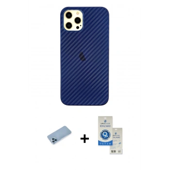 MARSİLYAN™- iPhone 12 Pro Max Kılıf Nova Çizgi - Şeffaf Royal Nano Ekran Koruyucu + Shine Kamera Lens Koruma Cam - MI