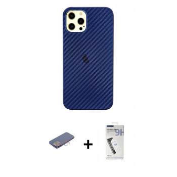 MARSİLYAN™- iPhone 12 Pro Max Kılıf Nova Çizgi - Şeffaf Uv Polymer Nano Ekran Koruyucu + Renkli Kamera Lens Koruma Cam - PE