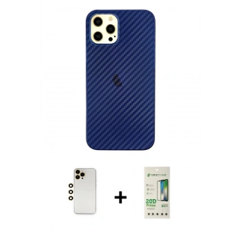 MARSİLYAN™- iPhone 12 Pro Max Kılıf Nova Çizgi - Siyah 20D Premium Cam Ekran Koruyucu + Shine Kamera Lens - GD
