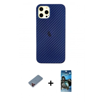 MARSİLYAN™- iPhone 12 Pro Max Kılıf Nova Çizgi - Siyah 34D Izgaralı Cam + Metal Kamera Lens Koruma Cam - KI