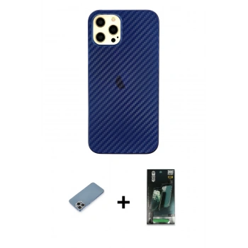 MARSİLYAN™- iPhone 12 Pro Max Kılıf Nova Çizgi - Siyah 360 Mat Full Body Arka Koruyucu + Shine Kamera Lens Koruma Cam - GI