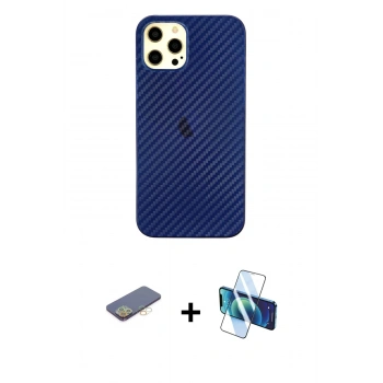 MARSİLYAN™- iPhone 12 Pro Max Kılıf Nova Çizgi - Siyah 3D Antistatik Cam Ekran Koruyucu + Renkli Kamera Lens Koruma Cam - SI